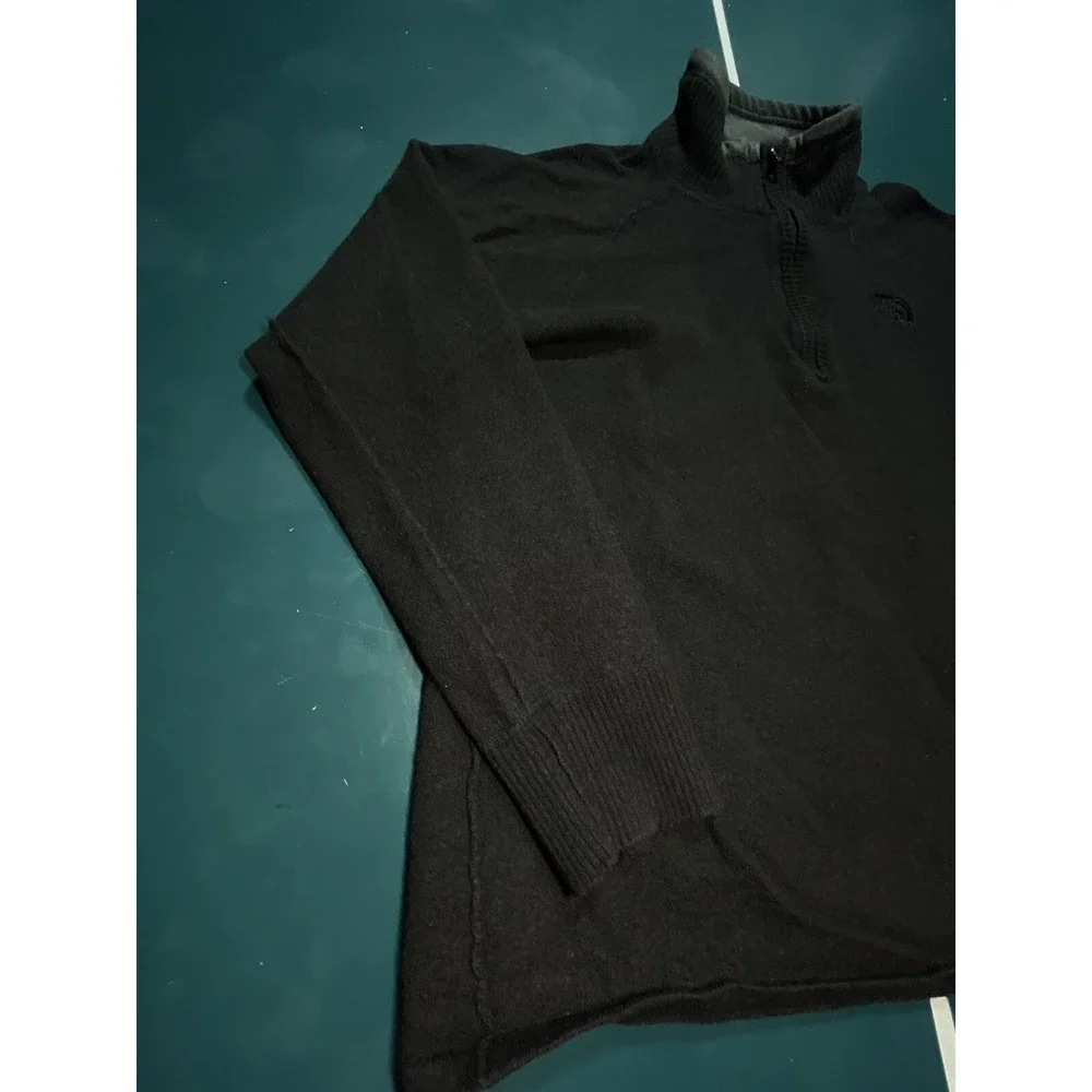 The North Face Sweater Men's Medium Black Wool Cotton‎ Blend 1/4 Zip Mock Next